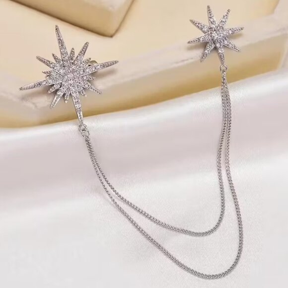 🌺 🌺 🌺 Elegant Luxury Rhinestone Tassel Star Brooch Pins - Picture 1 of 3